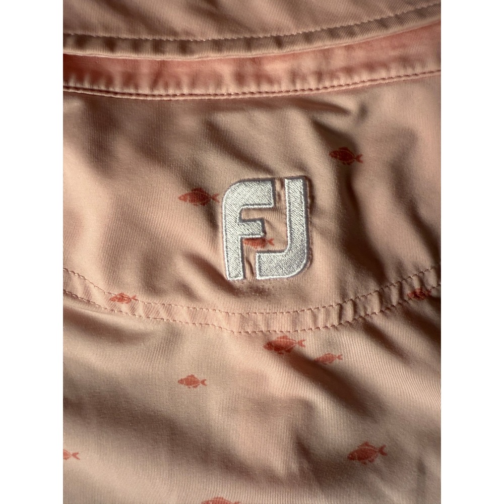 FootJoy Golf Polo Shirt Mens XL Pink Fish Print Short Sleeve Athletic - Picture 8 of 11